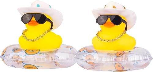 MuMyer Pato de goma para automóvil, 2 unidades, decoración de tablero de automóvil, pato amarillo, adornos para decoración de tablero de automóvil,