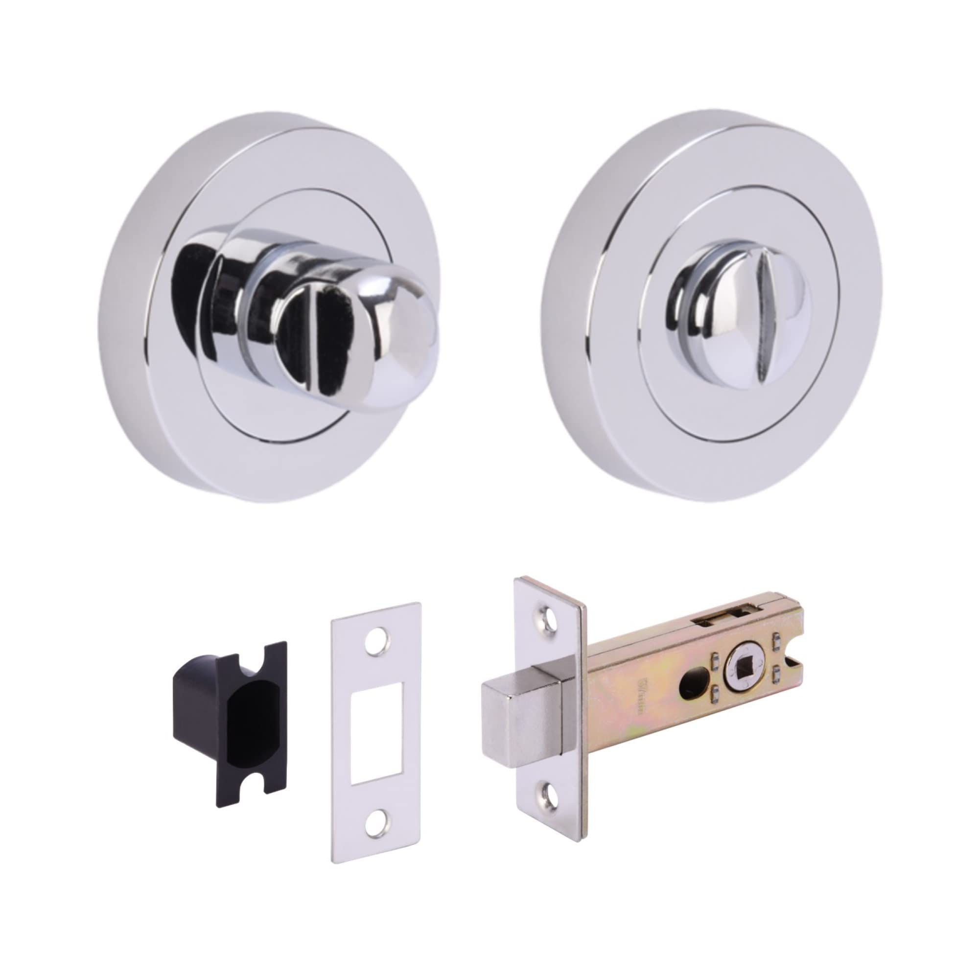Hunta Polished Chrome Handlezone® Bathroom Toilet Door Thumb Turn And Release Deadbolt Kit - 76Mm Bolt With 57Mm Backset
