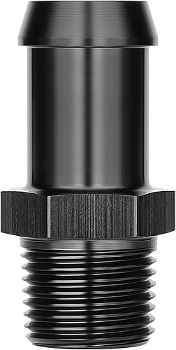 Vista 15 de EVIL ENERGY 3/8" NPT macho a 1/2" adaptador de montaje de púas 45 grados aluminio negro