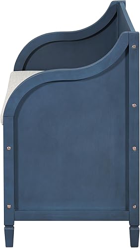 Miniatura 4 de LUMISOL Otomana de almacenamiento tapizada, banco de almacenamiento de madera maciza con parte superior elevadora y cajones, banco de entrada con