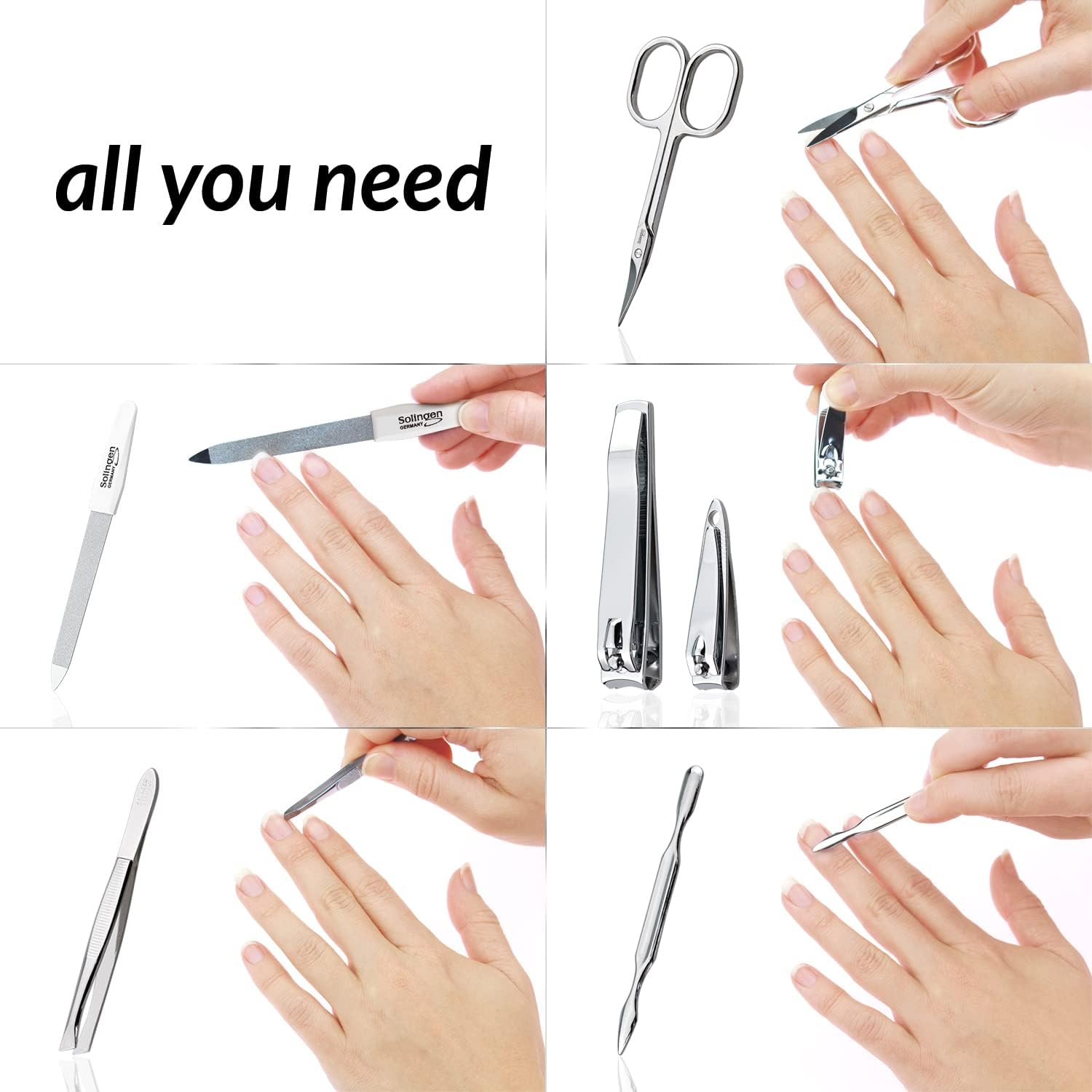 Solingen Manicure Set for Women and Men, 6-Piece Nail Grooming Kit, Pedicure Tools - Image 4