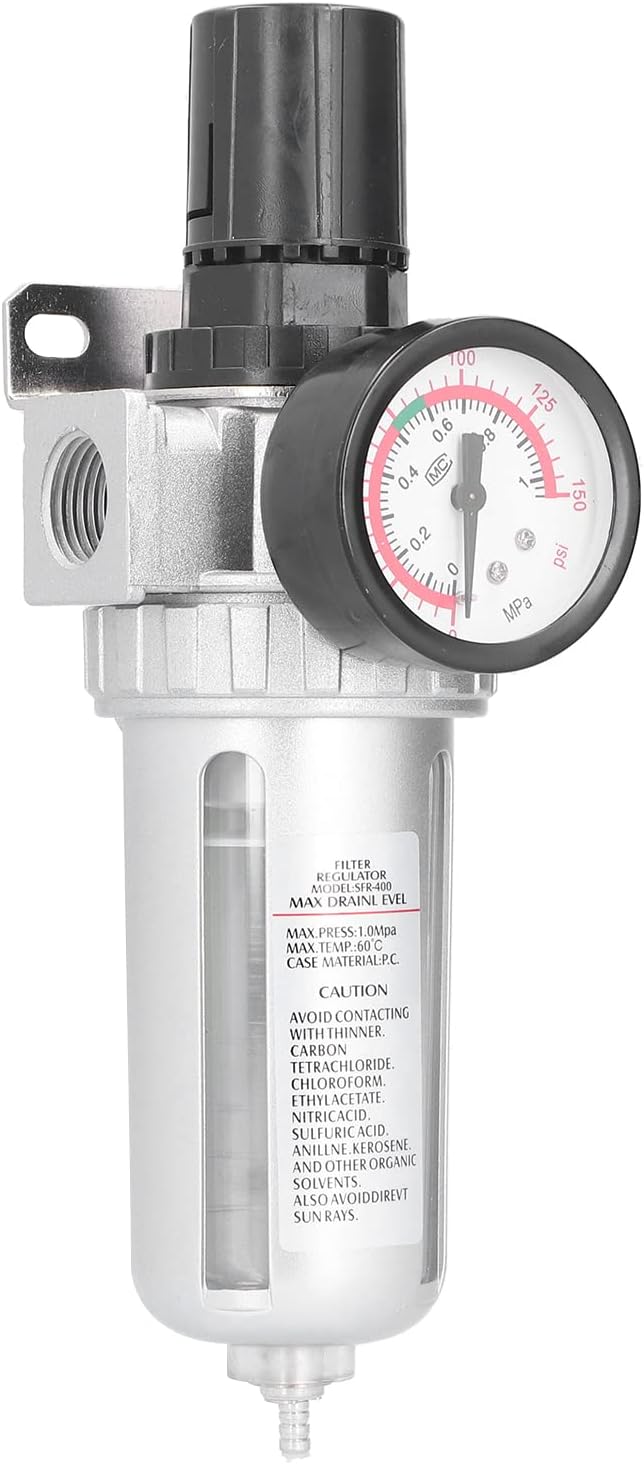SFR400 Compressed Air Regulator Combo, Aluminum Alloy Material, Pressure with, Water Oil Trap Separator, for Manipulators, Equipment, and More