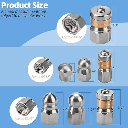 Miniatura 8 de Boquilla de chorro de alcantarillado para lavadora a presión, boquillas de limpieza de alcantarillado, boquilla de manguera de drenaje a presión con