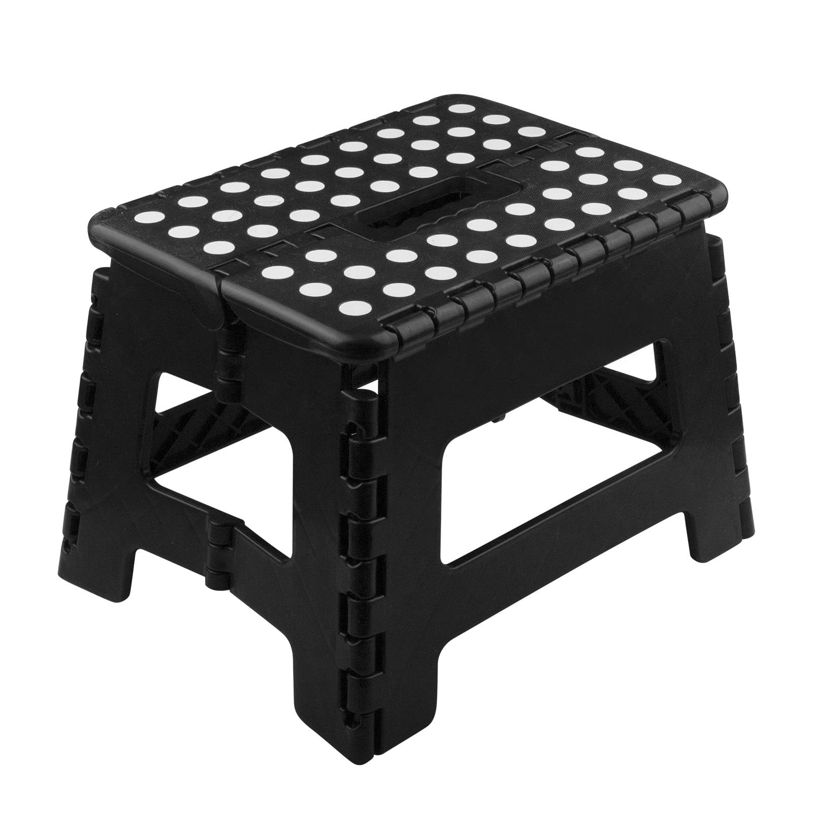 Taburete Plegable,Taburete Plegable Portatil,hasta 140 Kg,HxBxT: 22 X 21.5 X 28.5 Cm,con Asa De Transporte,Adecuado para Niños Y Adultos (Negro)