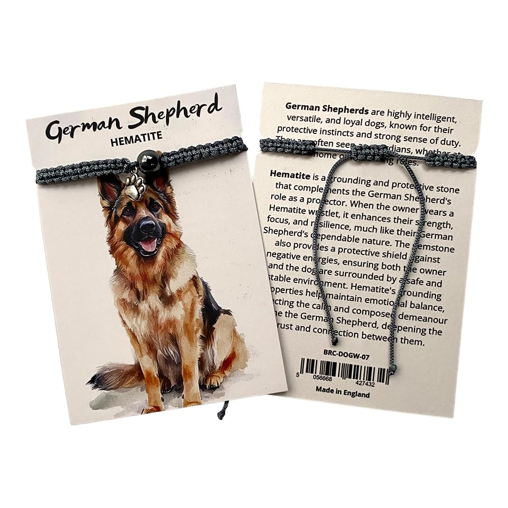 VIE The Pawstone Collection Wristlet, German Shepherd, Hematite