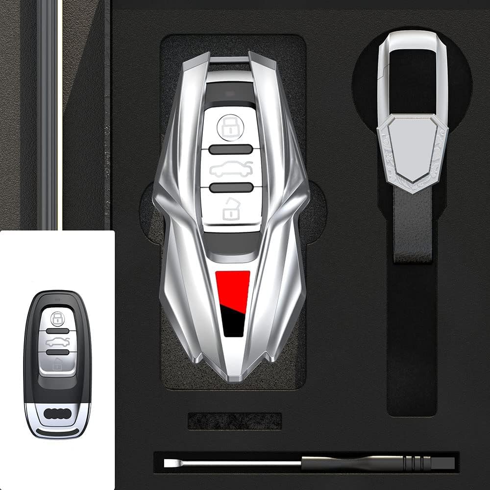 Sporty Metal Smart Remote Key Fob Case Cover for Audi A4 A5 A6 A6L A7 A8 Q5 Q8 R8 RS4 RS5 RS6 RS7 S4 S5 S6 S7 S8