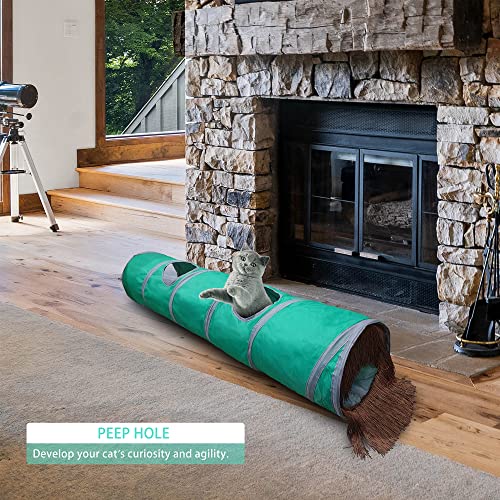 Petest Cat Tunnel For Indoor Cat Collapsible Cat Play Tube With Play Ball And Fringe, Interactive Pet Crinkle Tunnel For Kittens, Length 47 Inch, Diameter 9.7 Inch #TOP3