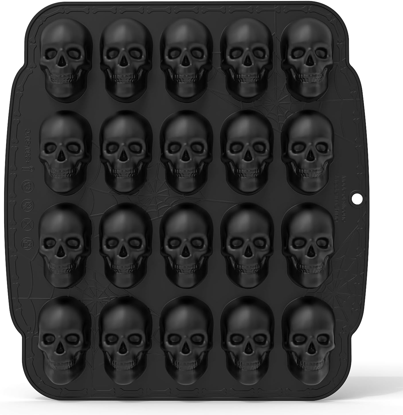 JETKONG 20 Cavity Skull Silicone Mold 3D Skull Ice Cube Mold, Halloween Silicone Molds for Chocolate, Jelly, Wax Melt, Ice Cubes