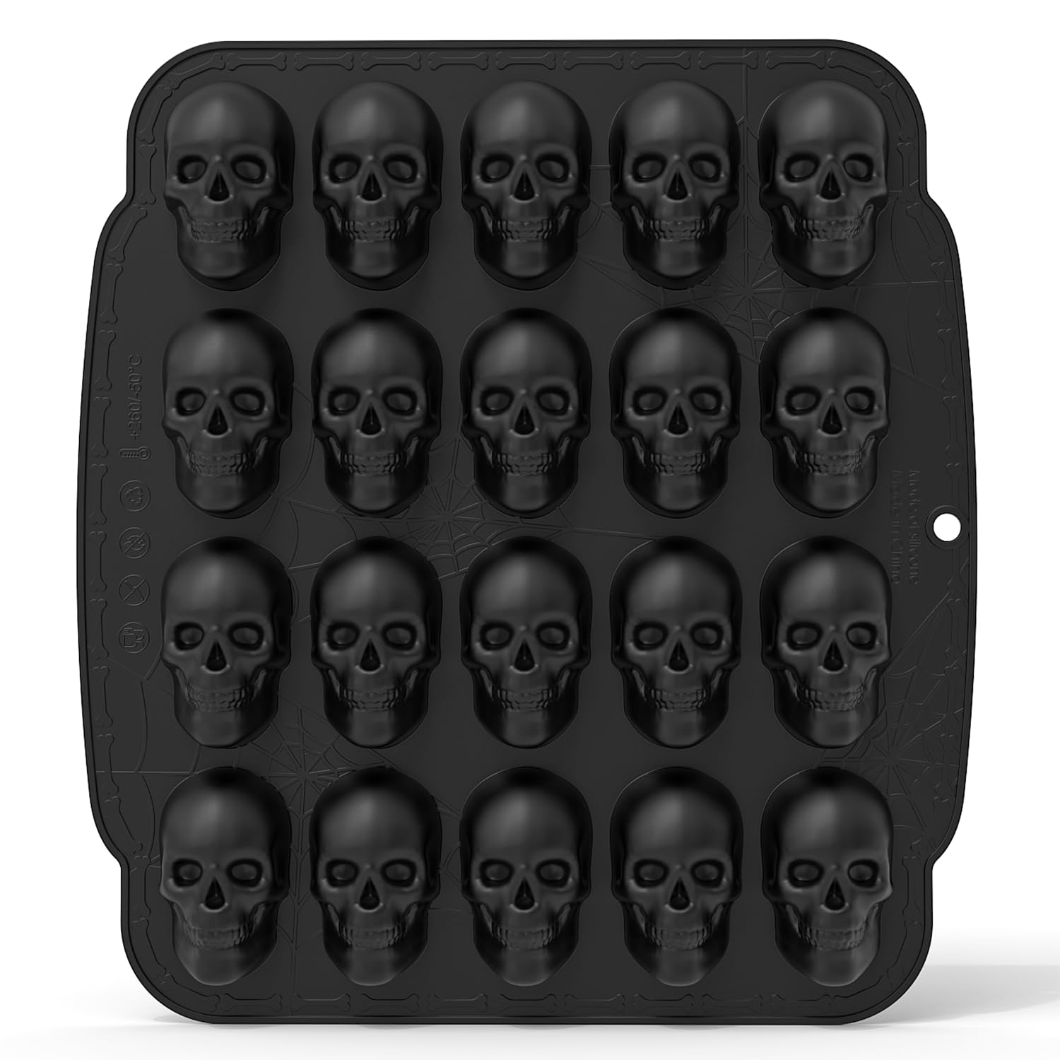 JETKONG 20 Cavity Skull Silicone Mold 3D Skull Ice Cube Mold, Halloween Silicone Molds for Chocolate, Jelly, Wax Melt, Ice Cubes