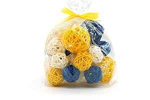 Qingbei Rina Yellow Blue White Decor Rattan Balls