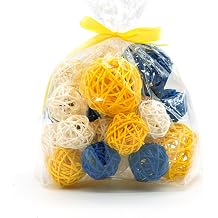 Qingbei Rina 20 PCS Decorative Balls for Bowls, Yellow Blue White