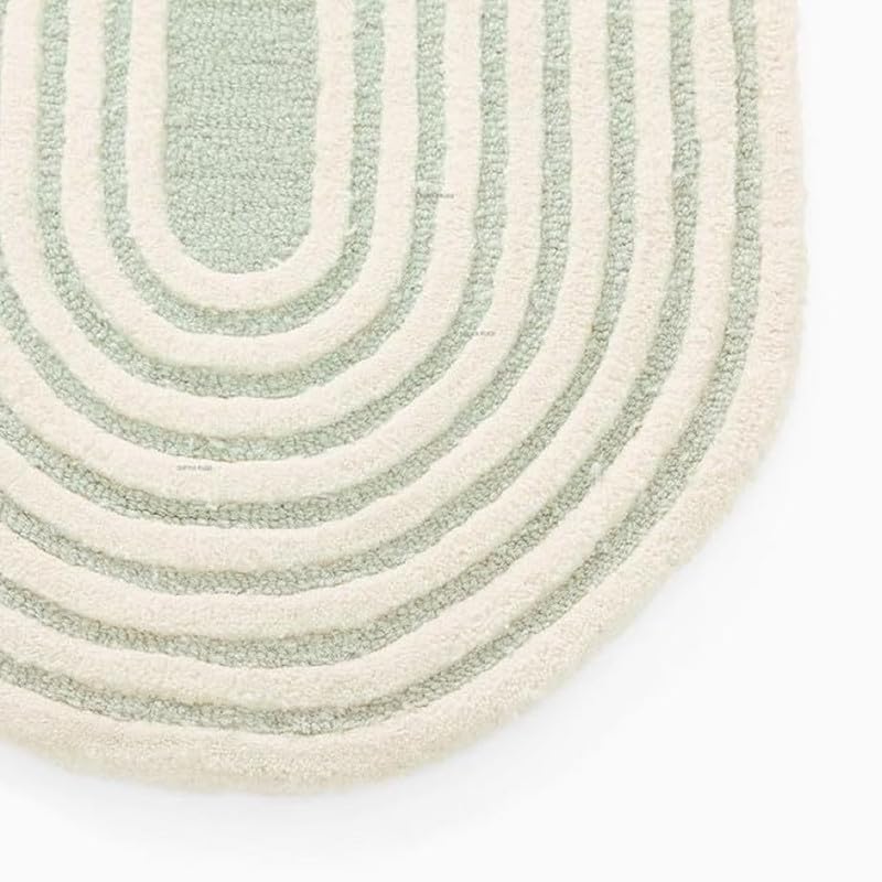 Image of Hand-Tufted Woolen Large Carpets for Living Room 12x15 feet Green Irregular Shape Modern Anti-Skid Area Rug High Pile Thick Carpet & Rugs for Hall & Bedroom
