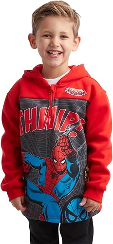 Vista 3 de Marvel Sudadera con capucha de forro polar Avengers para niño - Capitán América, Spider-Man, Iron Man (Tamaño 2T-18)