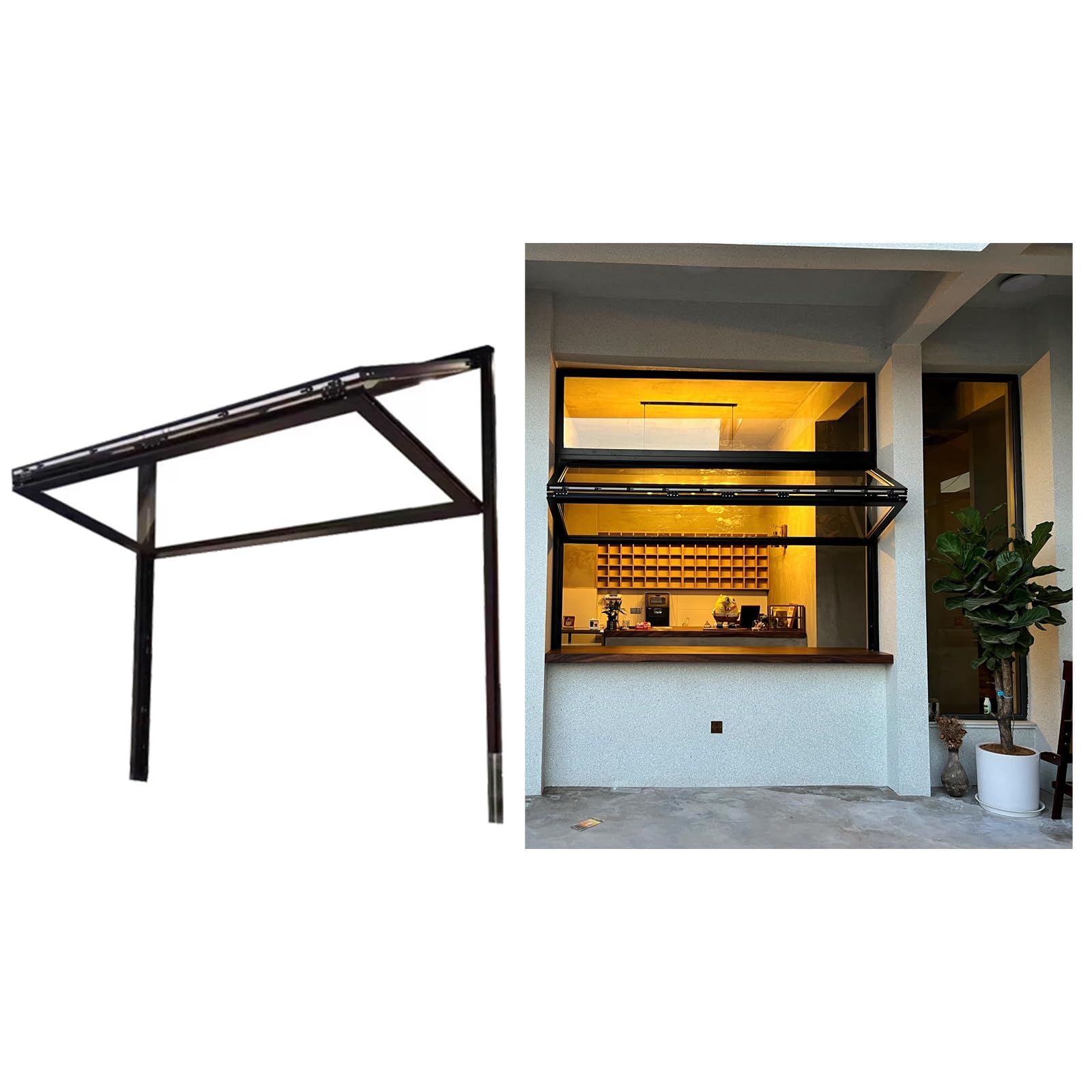 Ventana de concesión personalizable de aluminio con vidrio templado para cobertizo
