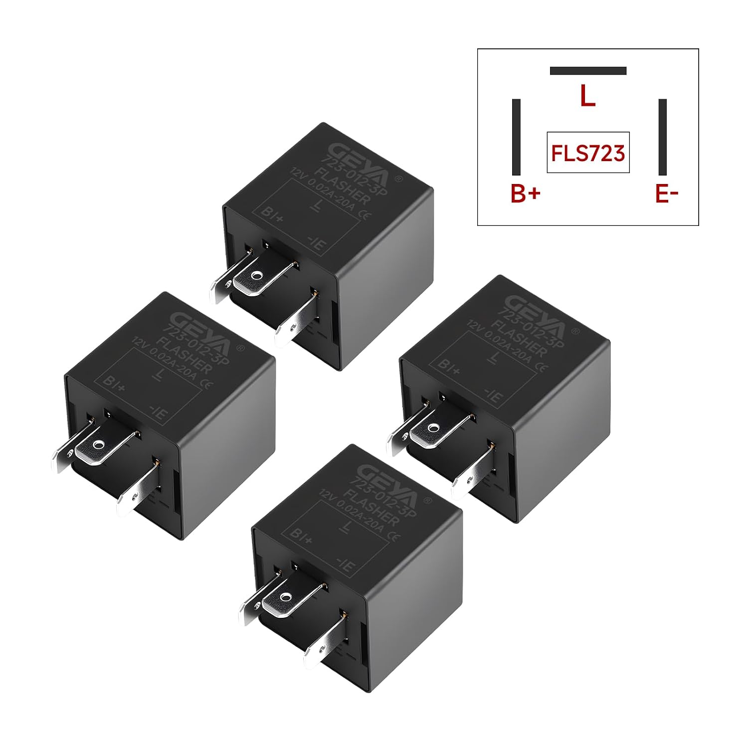 4 Pcs 3 Pin Electronic Flasher Relay, 12V 0.02A-20A Turn Signal Relays, Led Light Bulbs Flasher Relay Fix, Common with CF13 JL-02 EP34 （Pack of 4