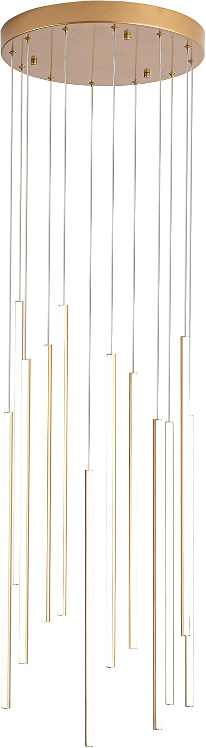 Modern LED Chandelier Clustered Led Pendant Light Gold 12 Lights Dimmable High Ceiling Large Hanging Clustered Pendant Light Fixture for Loft Villa Living Room Stairs Foyer Chandelier