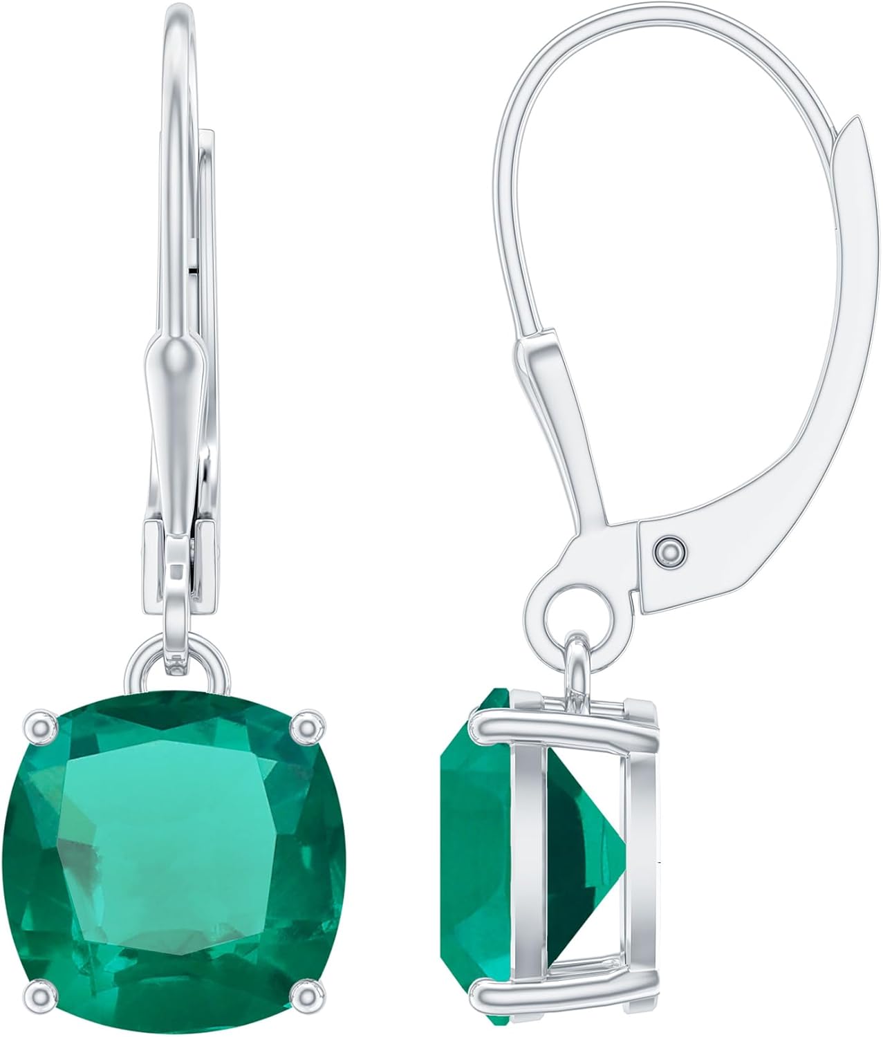 Certified 4 Carat Lab Created Emerald Hoop Earrings in Silver, Aaaa Quality - Gift For Special Occasions