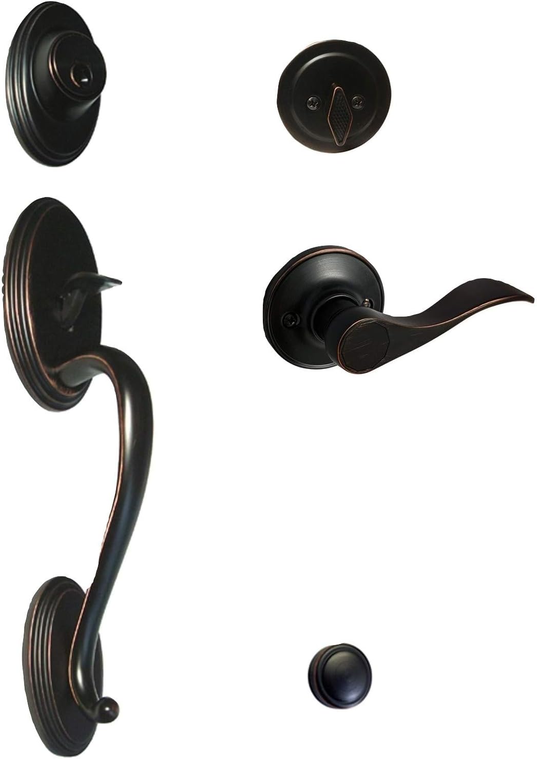 eBuilderDirect Dark Oil Rubbed Bronze Lock Door Lever Handle Entry/Privacy/Passage/Dummy/Deadbolt/Handleset 838DBR (Front Door Handle Set with Right Handed Lever Keyed Alike)