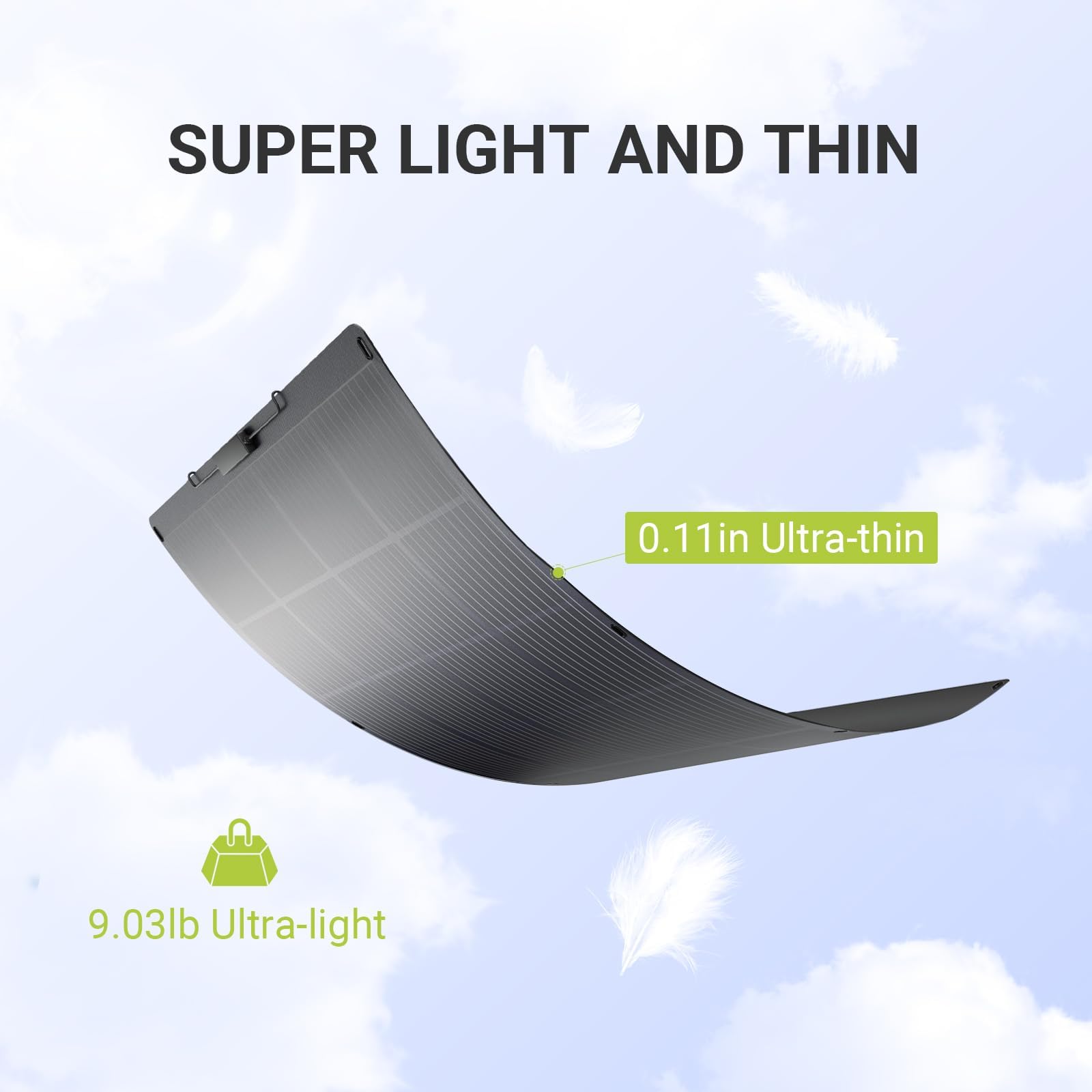 ALLPOWERS SF200 200W Flexible Solar Panel,Ultra-Thin 3mm Bendable Monocrystalline Solar Charger,25% Efficiency IP68 Waterproof for RV Roof,Camping,Marine Use - 2