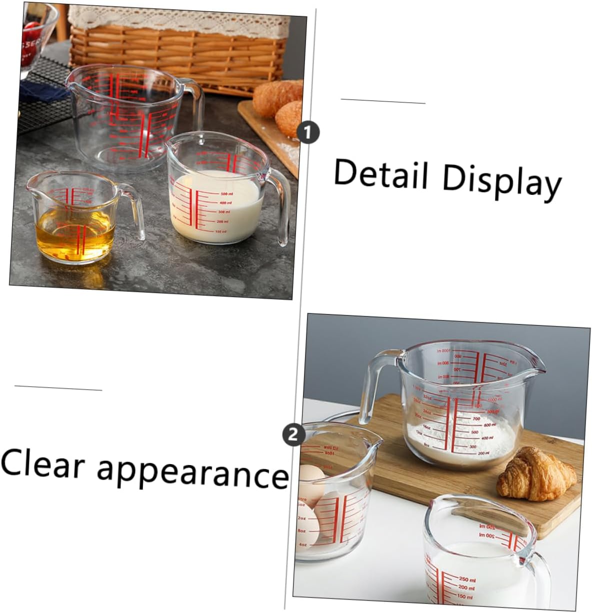 Glass Baking Tool Cup Measuring Cup Scale Practical Kitchen Gadget for Cooking Baking
