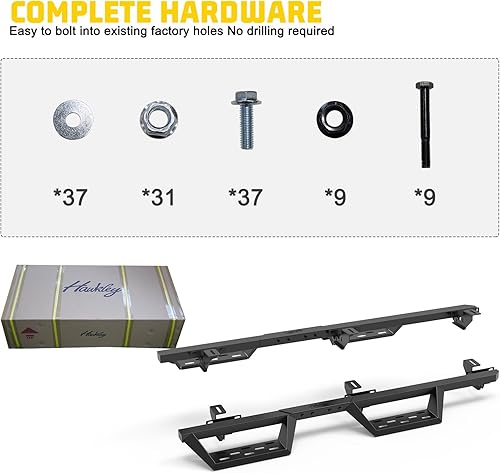 Miniatura 7 de Estribo de estribo lateral compatible con Jeep Wrangler JK JKU Unlimited 4 puertas 2007-2018, solo 4 puertas, color negro mate con recubrimiento en