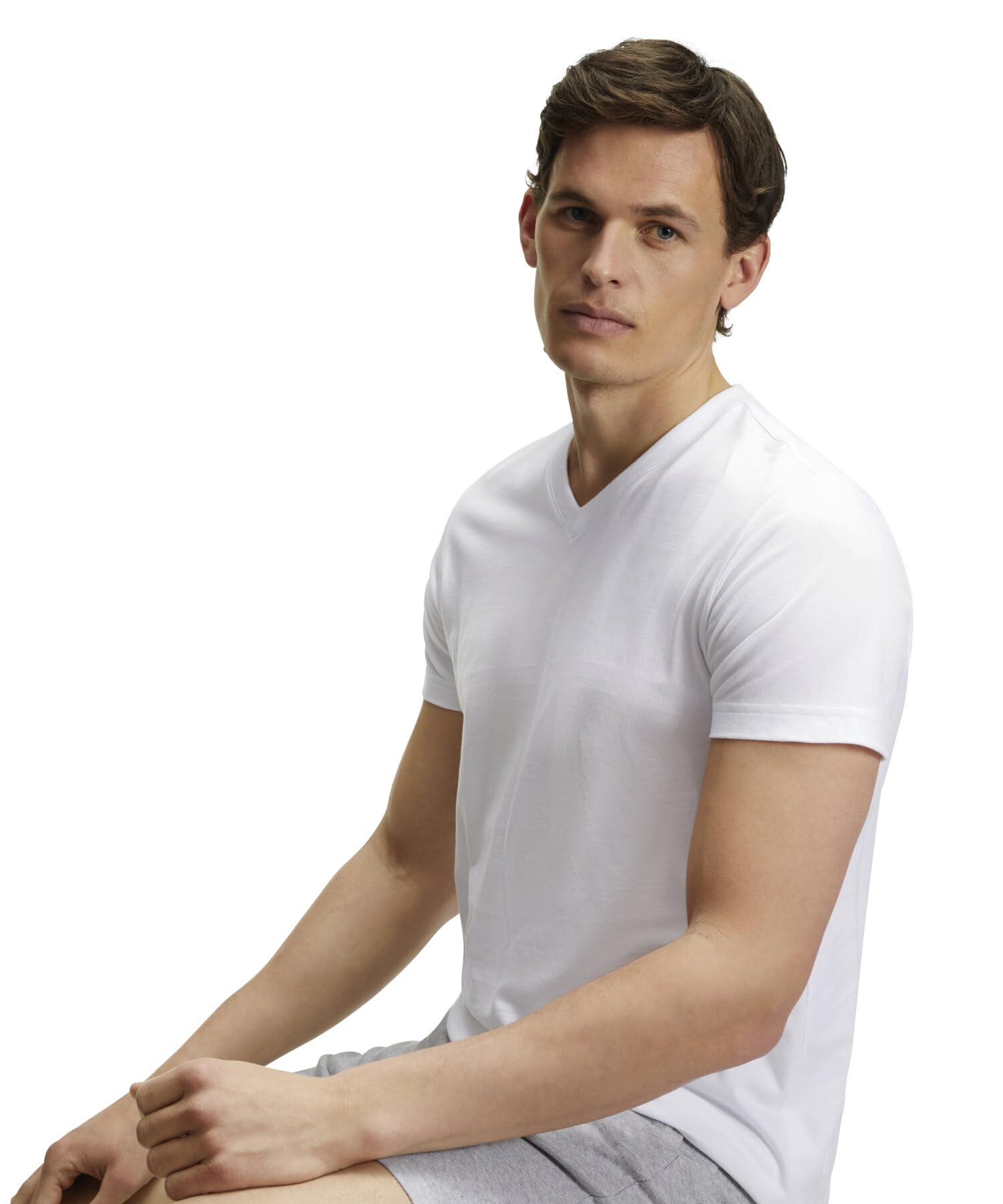 FALKE Hombre Basic V-Neck Camiseta Suave Manga Corta cómoda Ligera Transpirable algodón 1 Pieza