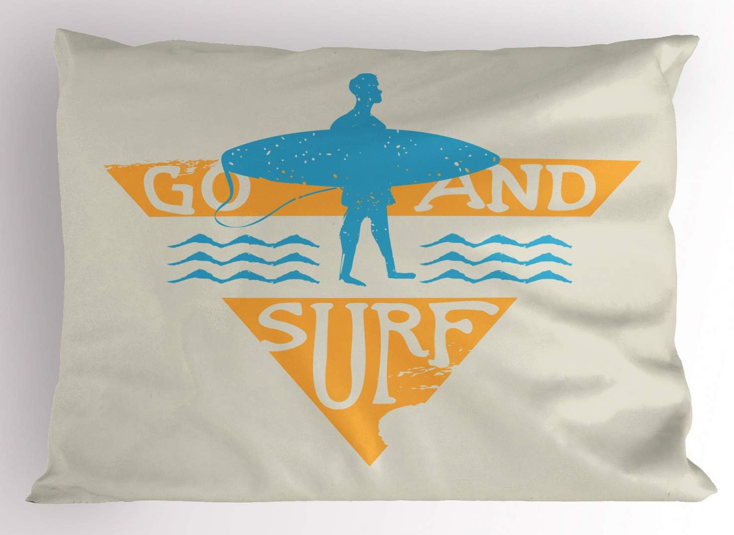 Lunarable Botanical Pillow Sham Set of 2, Autumn Leaf in Various Gradient Toned Boho Effect Striped Motifs, Quality Microfiber Bedding Item for All Seasons, 26" x 20", Seafoam Lilac Pale Green