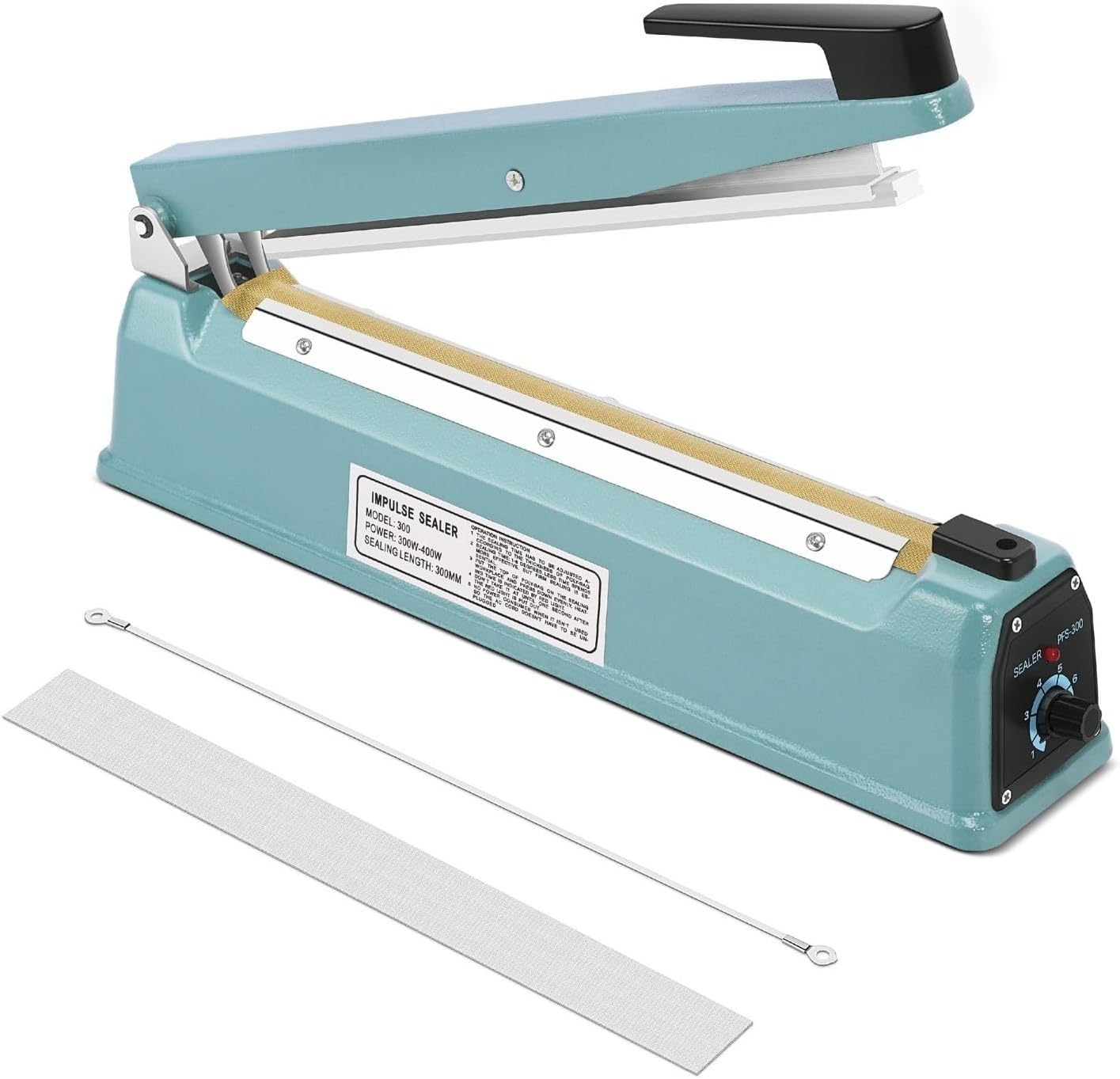 Flexzion Impulse Sealer for Plastic Bags, 8 Inch, 300W, Adjustable Timer