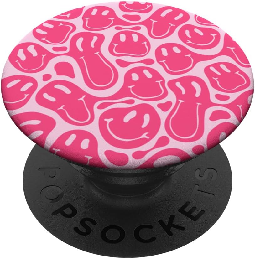 Cute Preppy Aesthetic Trippy Pink Liquid Dripping Smile face PopSockets PopWallet for MagSafe