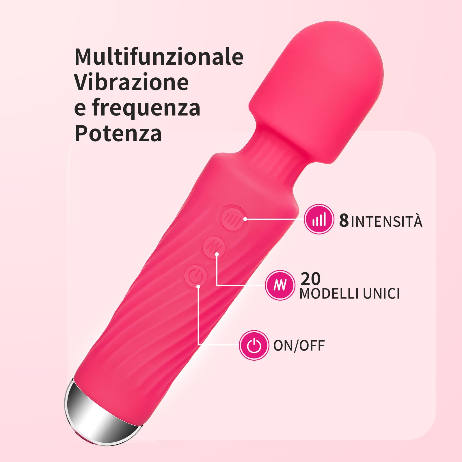 Vibratore - Stimolatore Clitoride Femminile con 8 Velocità e 20 Modalità,Sex Toys Vibratoreper Donna Professionale, PRYNTICIAI Vibratoreper Donna Clotoride (Rosa)