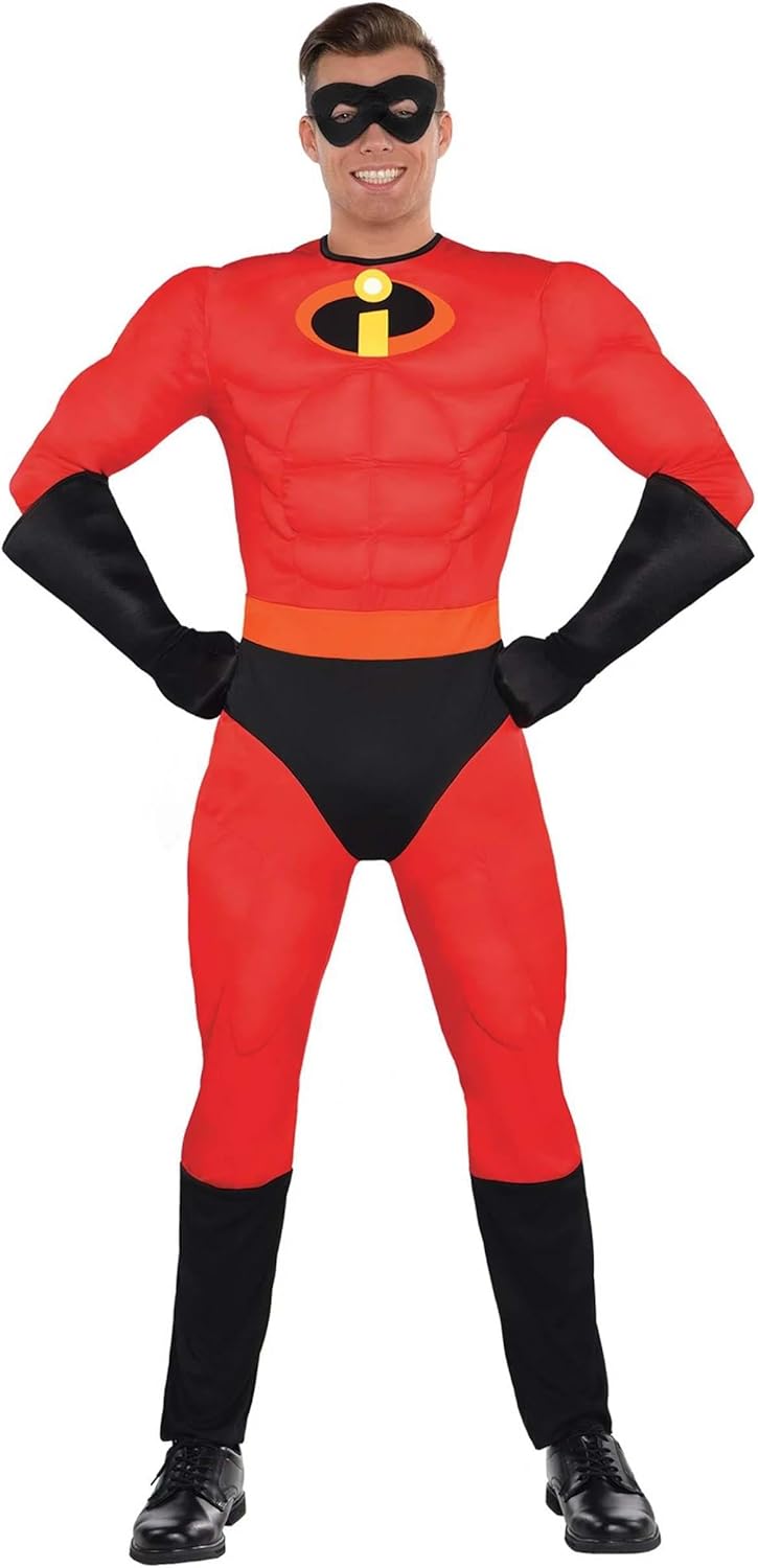 Party City Mr. Incredible Halloween Costume for Men, Disney, The Incredibles with Gloves and Mask