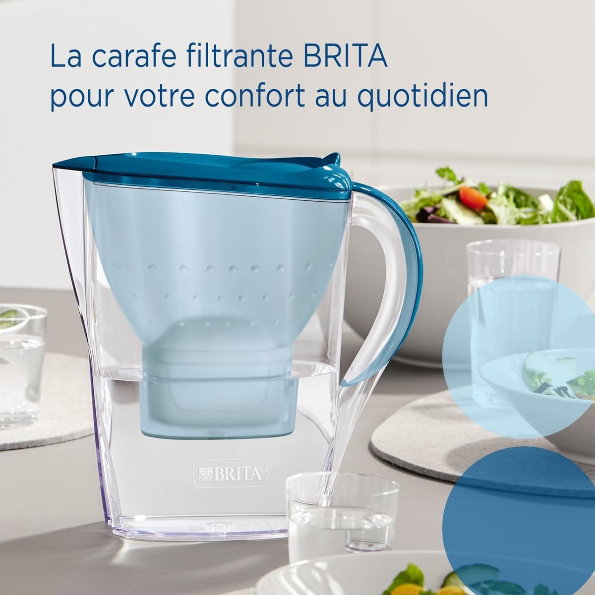 BRITA Carafe Filtrante Marella XL Bleue (3,5l) incl 1 cartouche filtre eau robinet MAXTRA PRO All-in-1 réduit PFAS,calcaire, chlore, certaines impuretés et métaux indicateur temporel, éco-emballage