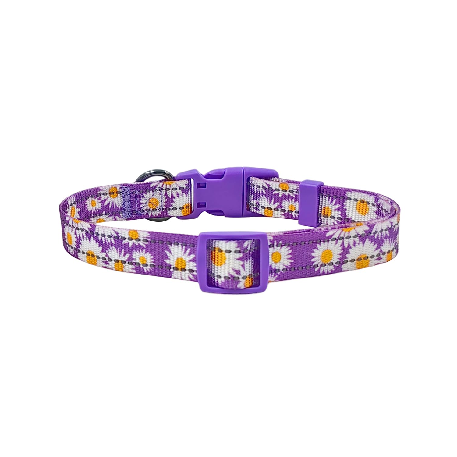 Olahibi Basic Dog Collar, Soft and Durable Polyester Material, Adjustable Length, for Medium Dogs.(M, Purple Daisy) - Image 2