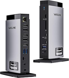 WAVLINK DisplayLink Docking Station Triple 4K Monitors with PD 100W, USB C Docking Station with 2xDP, 3xHDMI, 2xUSB3.1, 3xUSB3.0, Gigabit Ethernet, SD/TF, for Mac(M1-M5/Neo)/Windows
