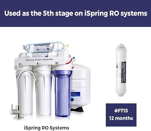 Miniatura 4 de iSpring FT15 Cartucho de repuesto de filtro de carbono en línea de 5 etapa, 1 unidad (paquete de 1), color blanco  Cartucho de filtro de agua