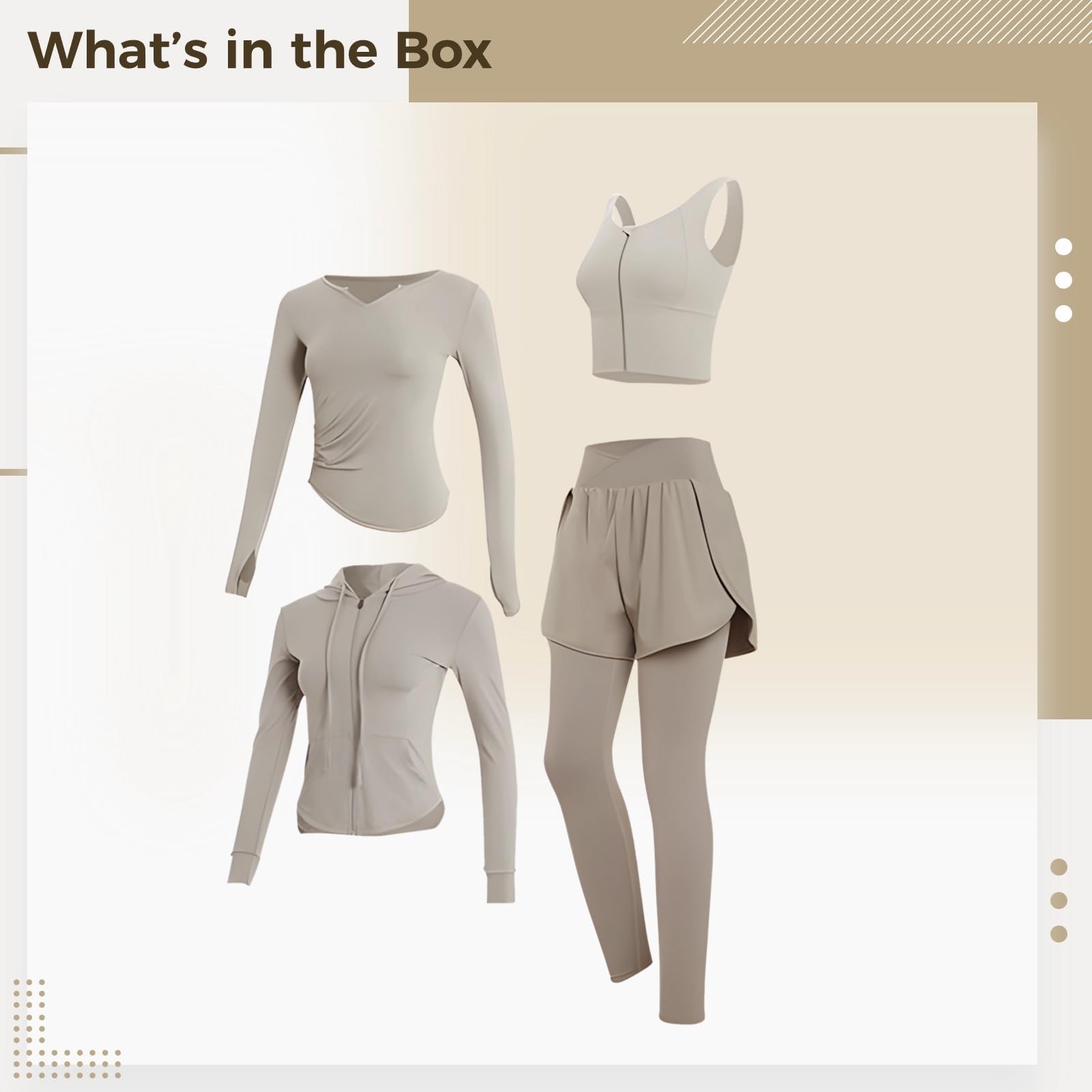 Conjunto de ropa deportiva de manga larga para mujer, incluye camiseta sin mangas, pantalones cortos, pantalones y parte superior, mezcla de poliéster y elastano, tela transpirable, XXL para 135-150