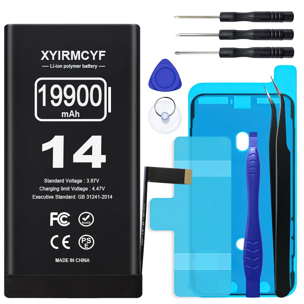 XYIRMCYF 19900mAh Super Capacity Battery Compatible with iPhone 14, 0 Cycle Li-Polymer Replacement Battery for iPhone 14, with Professional Repair