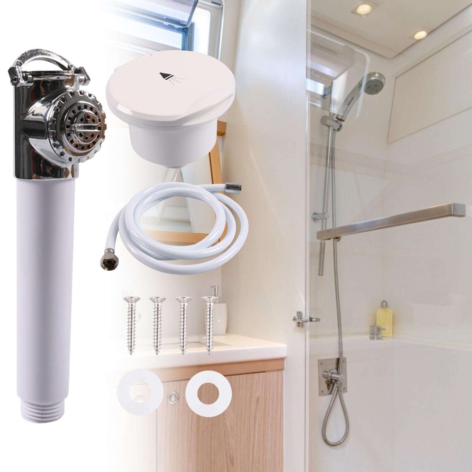 Ducha de Mano con Manguera Rociador Empotrado | Columna de Ducha Para en Baño, Hogar, Apartamento, RV, Yate, Ducha Pequeña, Terraza