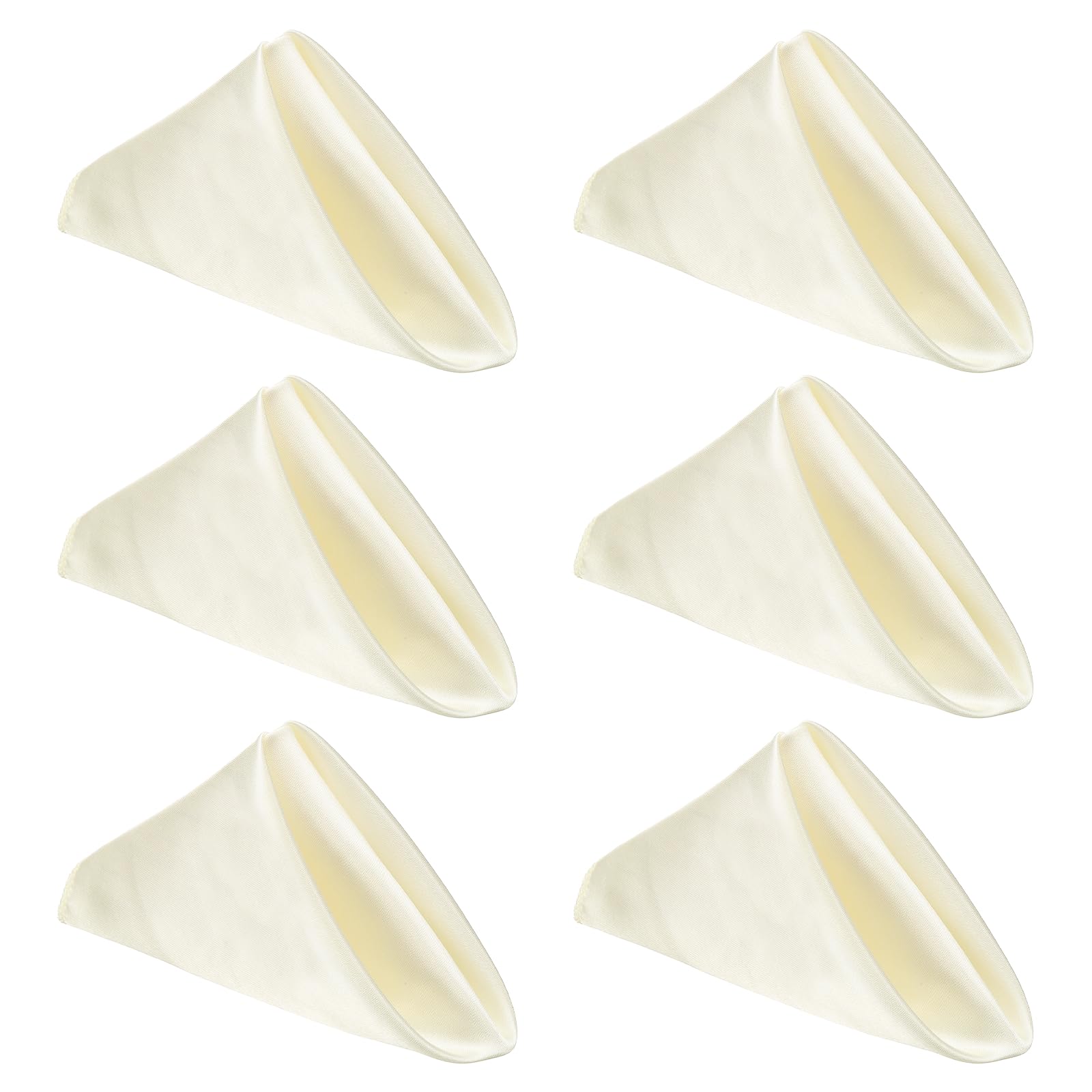 sourcing map 6 Pcs Beige Satin Napkins, 17x17 Inch Dinner Napkins Cloth Washable Polyester Soft Square Table Decoration for Restaurant Parties Wedding Dining Banquet Event