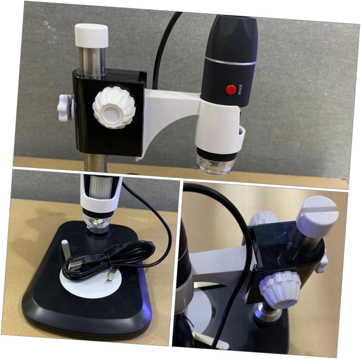 Lurrose Portable Microscope with LED Light Lightweight Magnifier for Jewelry Currency Calligraphy Outdoor Use Handheld Electron Magnifying Tool in Black