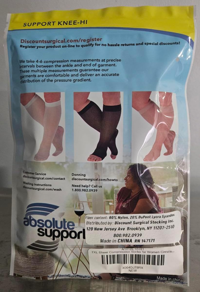 ABSOLUTE SUPPORT Made in USA - Sheer Compression Socks for Women 15-20 mmHg - Support Hose Knee High Stockings - A101 - Image 7
