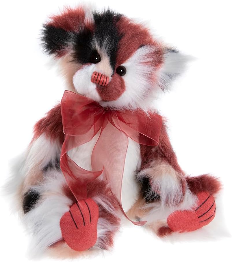 Charlie BearsPaprika | Plush Collection, 2024 Labyrinth Collection, Plush Teddy Bear, Stuffed Animal, Red, White and Black Bear with Bow, 13 Inches, Fully Jointed, Handmade