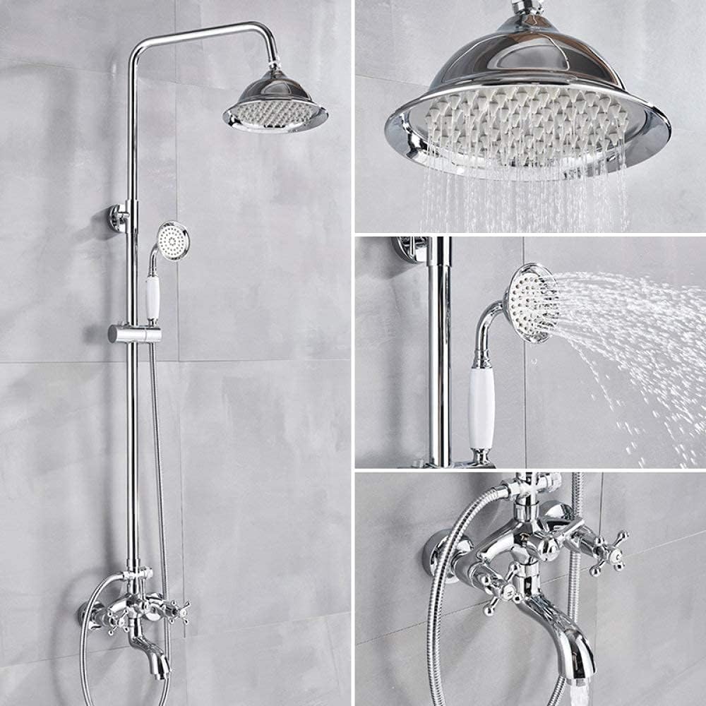 NZPOST Shower Chrome Shower Faucet Bath Shower Mixer Tap 8 Rainfall Shower Head Bath Shower Set W/Hand Sh