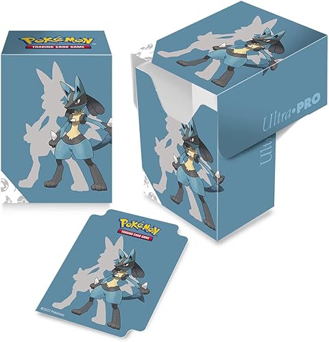 Ultra Pro Lucario Full View Deck Box para Pokémon protege tus cartas de juego en una nueva caja de arte vibrante y a todo color y preséntate a la