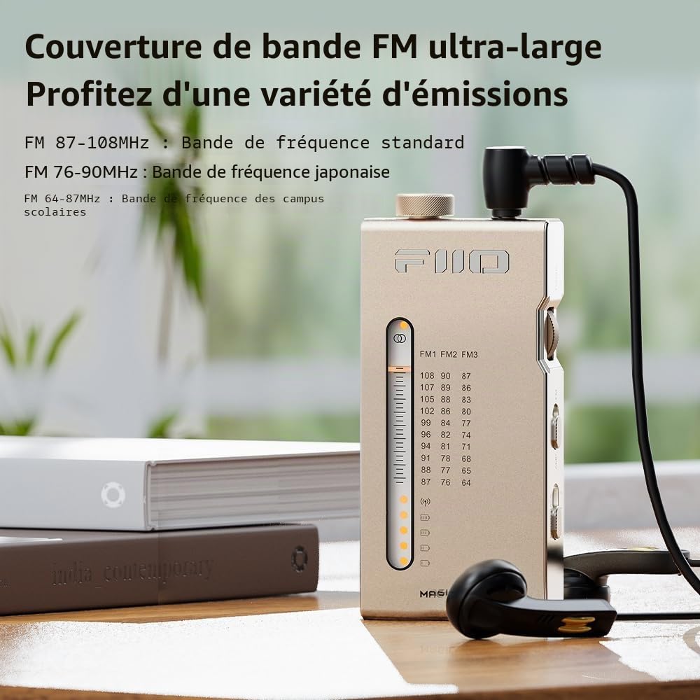 FiiO RR11 Récepteur Radio Stéréo FM HiFi Portable avec Accord PVR Analogique, Effets Sonores Bass+3D, 64MHz-108MHz (Rouge, Certifié Audio Haute Résolution)
