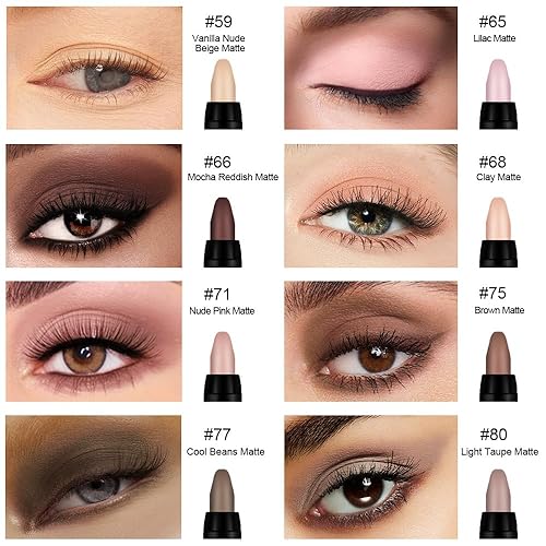 Vista 443 de evpct - Juego a granel de lápices de sombra en crema para ojos, impermeable, brillante, metálico, blanco deslumbrante, gris, plateado, negro