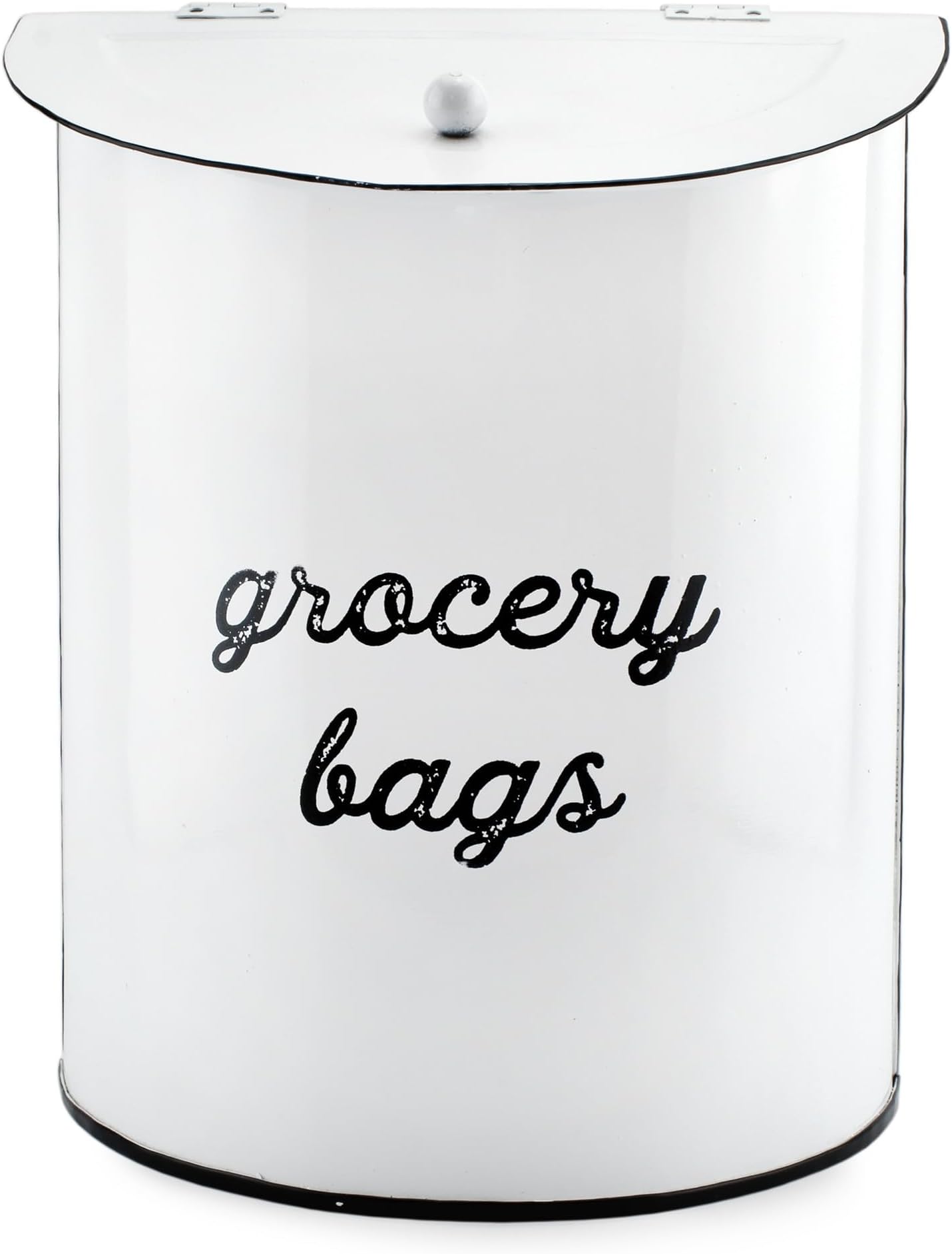 AuldHome Design Rustic Grocery Bag Holder; Wall-Mounted Vintage Enamelware Farmhouse Style Plastic Bag Dispenser for Kitchen or Laundry Room