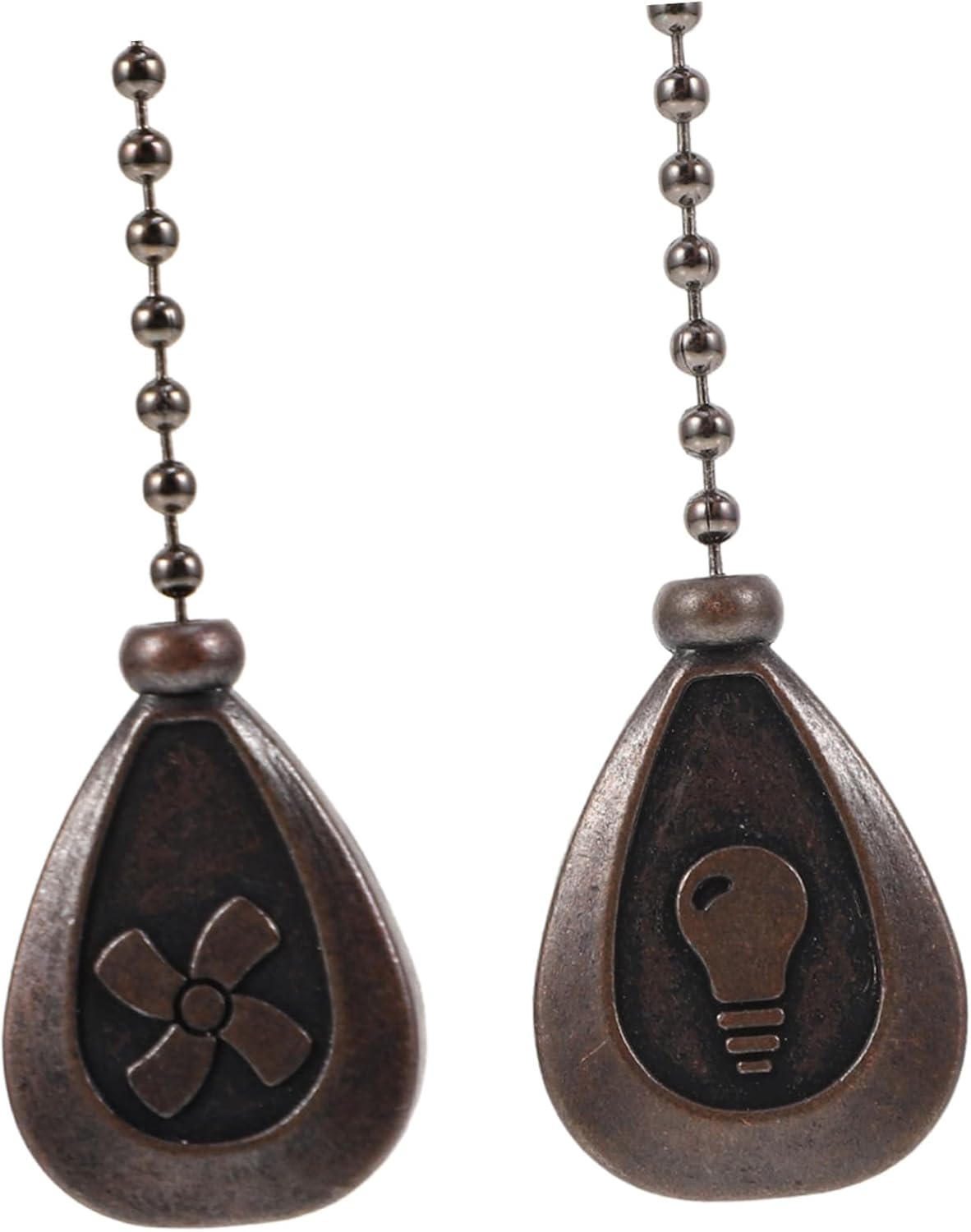 2Pcs Vintage Ceiling Fan Pull Chain Extender with Retro Water Drop Pendant Charm for Home Decoration, Suitable for Ceiling Fans, Desk Lamps, Living Room and Hallway Ornament
