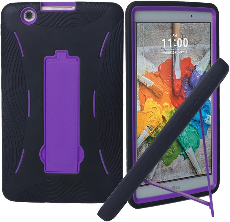 LG G Pad X 8.0 V521 Case, NFW} Premium Hybrid Drop Proof Armor Defender Full-body Protection Heavy Duty Kickstand Case for LG G Pad X 8.0 V521/G Pad III 8.0 V525 2016 (T-Mobile) (HVD Black/Purple)