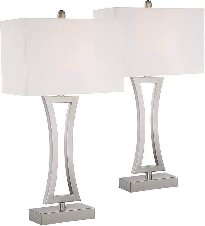 Juego de 2 Lámparas de Mesa 360 Lighting Roxie 31 pulgadas Níquel Cepillado miniatura 2